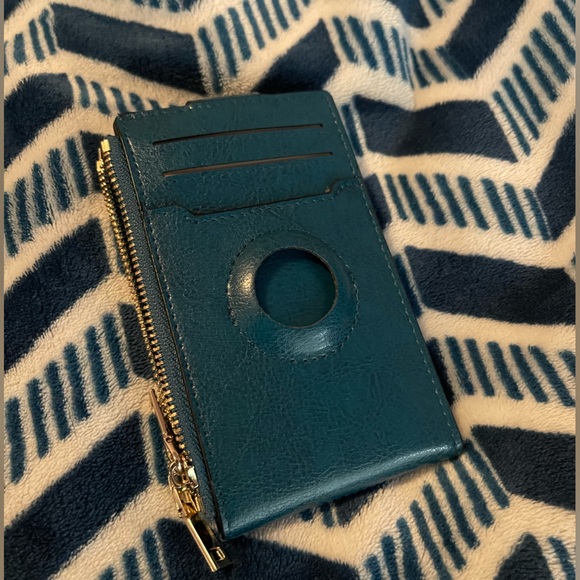 Blue AirTag Wallet, Genuine Leather Bifold Credit Card Holder - Picture 2 of 5